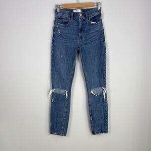 Abercrombie & Fitch Distressed Skinny High-Rise Blue Women’s Jeans Size 25 0L